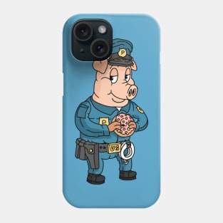 police pig eating a donut, cartoon. Phone Case