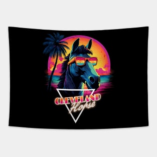 Retro Wave Cleveland Horse Vibes Tapestry