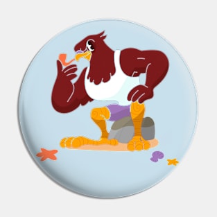 Hawk Smoking Cartoon Pin