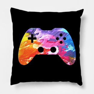 Abstract Splatter Paint - Gaming Gamer Abstract - Gamepad Controller - Video Game Lover - Graphic Background Pillow