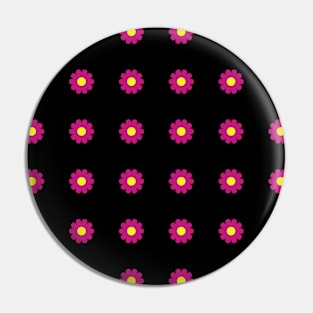 Cerise daisies with Yellow centres on a Black background Pin