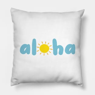 Blue Aloha With Sun Design Pillow