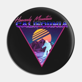 Retro Vaporwave Ski Mountain | Heavenly Mountain California | Shirts, Stickers, and More! Pin