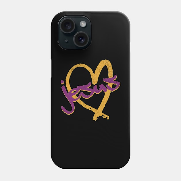 I Love Jesus Vintage 80's & 90's Purple and Yellow Phone Case by Family journey with God