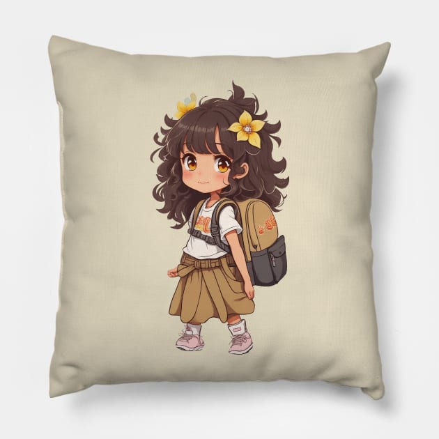 Back to school. Little Schoolgirl. Pillow by CatCoconut-Art