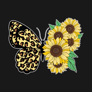 Half Sunflower Half Butterfly sunflower lover T-Shirt