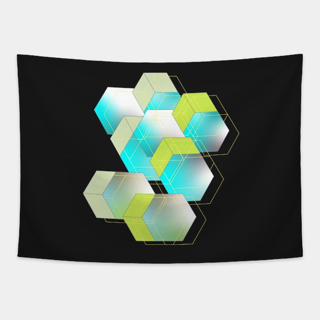 Network cubes and shapes Tapestry by Uniquepixx