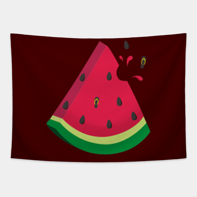 Watermelon Sliced Watermelon Painting With Blue Background