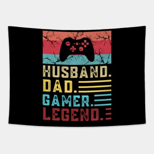 Husband Dad Gamer Legend, Vintage Gamer Dad Father’s Day Tapestry