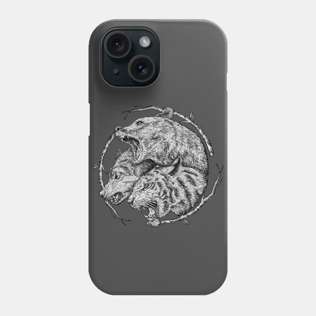 Bear, Tiger, Wolf (three Musketeers) Phone Case by Arjanaproject