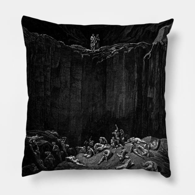 High Resolution Gustave Doré Illustration The Falsifiers / Alchemists Pillow by tiokvadrat