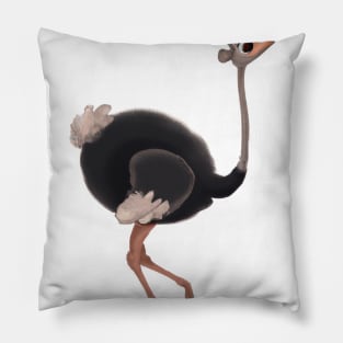 Cute Ostrich Drawing Pillow