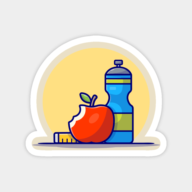 Apple, Bottle And Body Meter Cartoon Vector Icon Illustration Magnet by Catalyst Labs