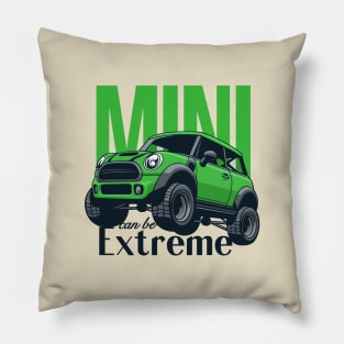 Car mini retro offroad extreme green Pillow