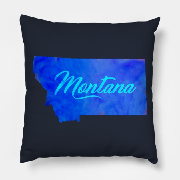 The State of Montana - Watercolor Pillow by loudestkitten