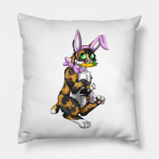 Bobtail BunnyCat: Tortoiseshell (Pink) Pillow