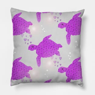 SEA Turtle Love Hearts Purple Pillow