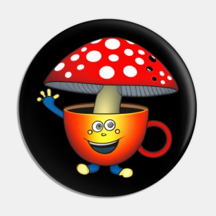 Coffee Lover Mushroom Pin