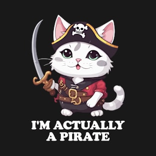 I'm Actually A Pirate - Funny Cat T-Shirt