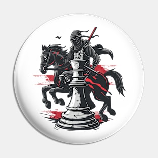 Vintage Chess Ninja On Knight Ninja Board Game Strategy Gaming Chess Fan Theme Pin