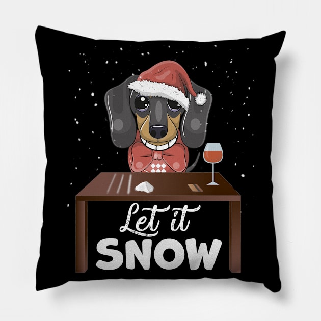 Let It Snow Dachshund Cocaine Xmas Gift Pillow by magazin