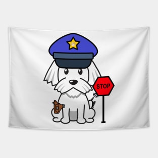 Cute white dog is a police Tapestry