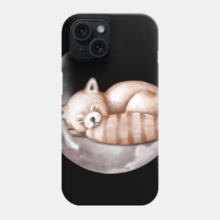 Cute red panda sleeping on the moon. Phone Case