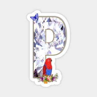 Name Initial Letter P and Eclectus Parrot Magnet