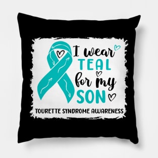 I Wear Teal For My Son Tourette Syndrome Awareness Pillow