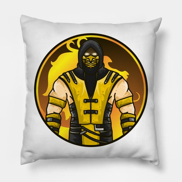 Scorpion Mortal Kombat Pillow by Aldyz