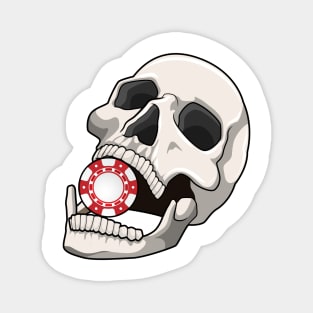 Skull with Poker chip Magnet