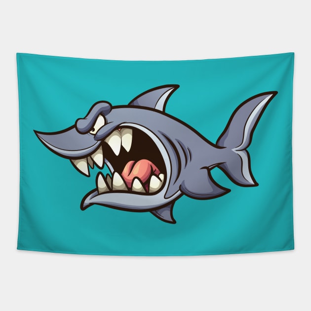 Angry Shark Tapestry by memoangeles