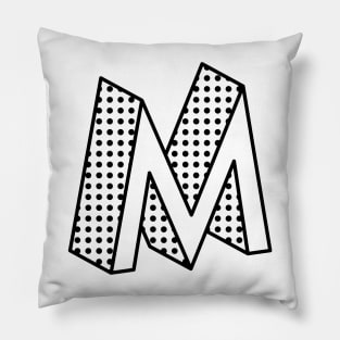 3D Ben Day Dot Isometric Letter M Pillow