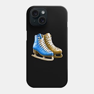 Blue Brown Ice Skating Boots Phone Case