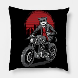 Cat rider motorbike Pillow