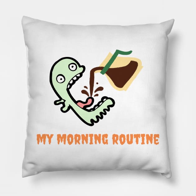 My ghostly morning routine Pillow by Hamstersatwork