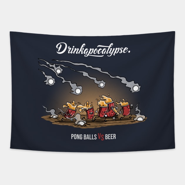 Pong Balls vs Beer Tapestry by KinkajouDesign