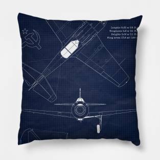 Blueprint LAvochkin La9 URSS Fighter Pillow