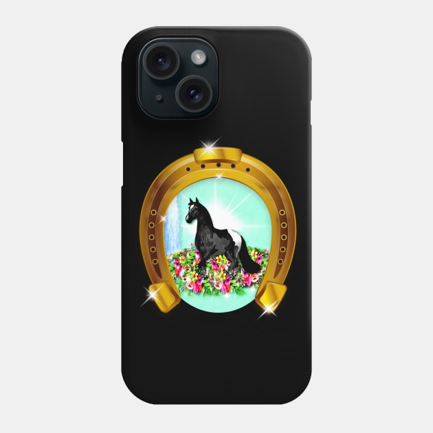 Golden Horseshoe and Horse Phone Case by KC Morcom aka KCM Gems n Bling aka KCM Inspirations