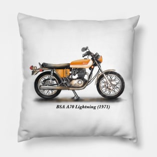 Drawing of Retro Classic Motorcycle BSA A70 Lightning 1971 Pillow