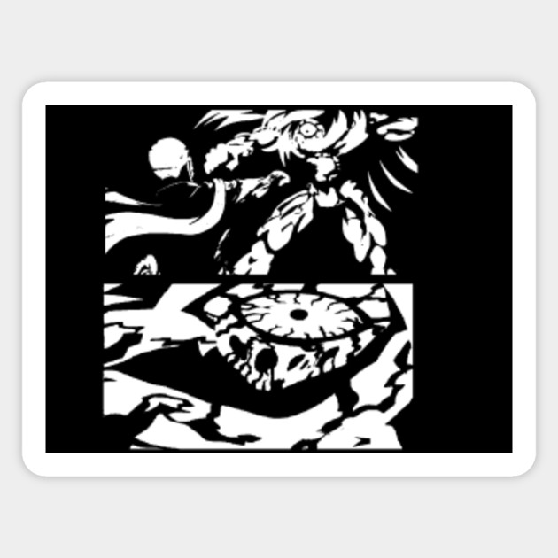 One Punch Man Saitama Punch Boros One Punch Man Saitama Vs Boros Sticker Teepublic Uk