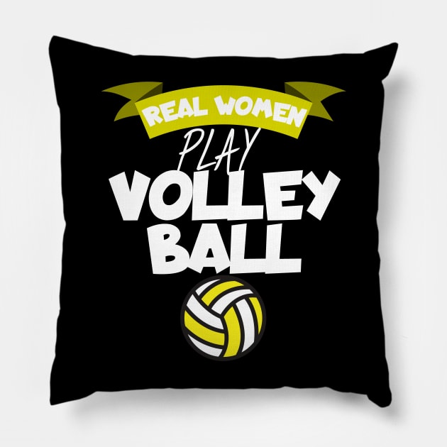 Real women play volleyball Pillow by maxcode