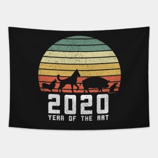 Year Of The Rat 2020 Vintage Evolution Chinese Zodiac Tapestry