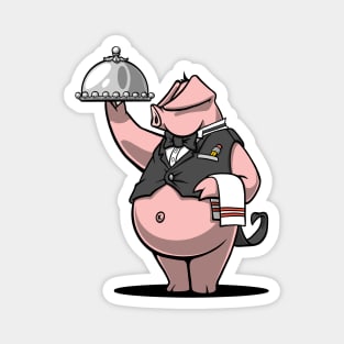 Pablo the Pig - Waiter - Big Appetite Illustration Magnet