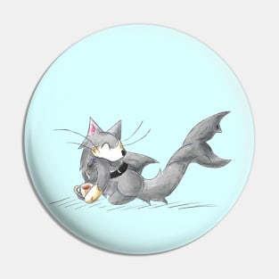 Tea Loving Cat Shark Pin