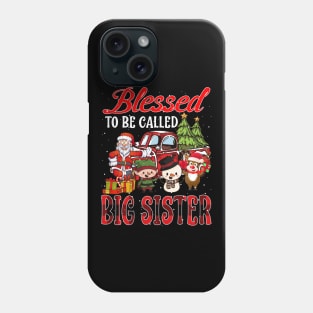 Blessed To Be Called Big Sister Christmas Buffalo Plaid Truck Phone Case