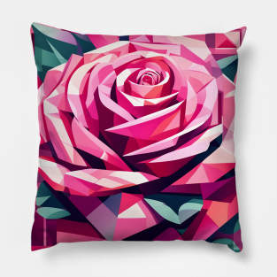 Pink Polygon Rose Pillow