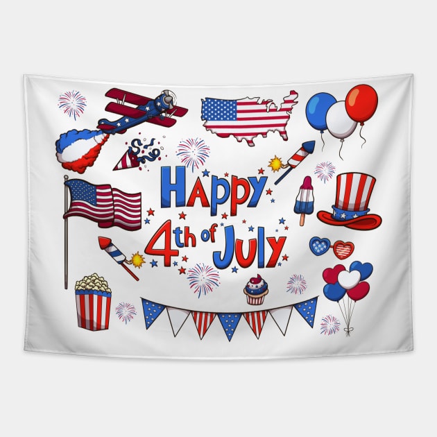 Happy 4th of July Tapestry by TheMaskedTooner