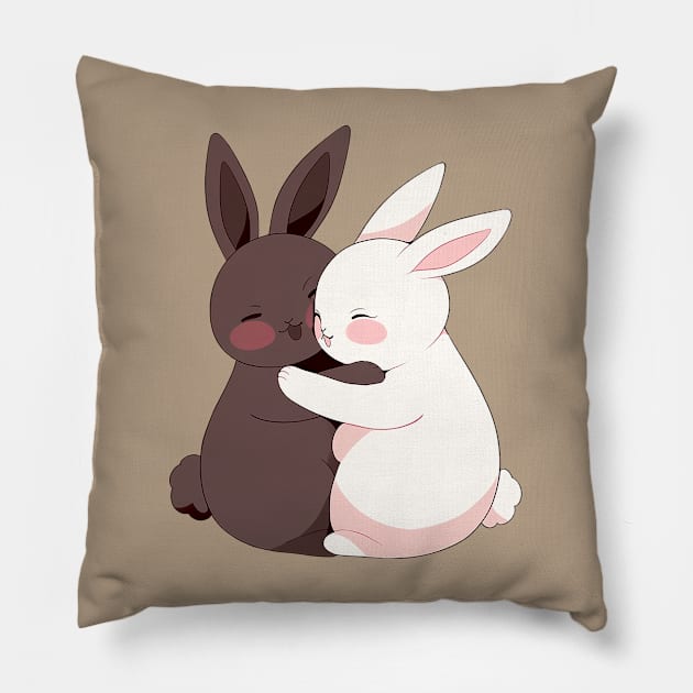 Yin And Yang Bunny Pillow by Chromatic Currents