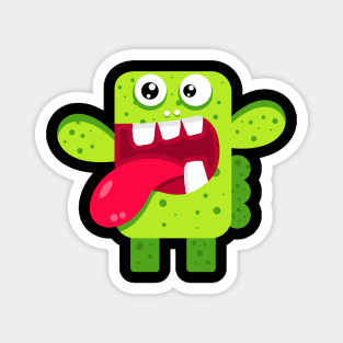 Funny green monster. Green cactus monster Magnet